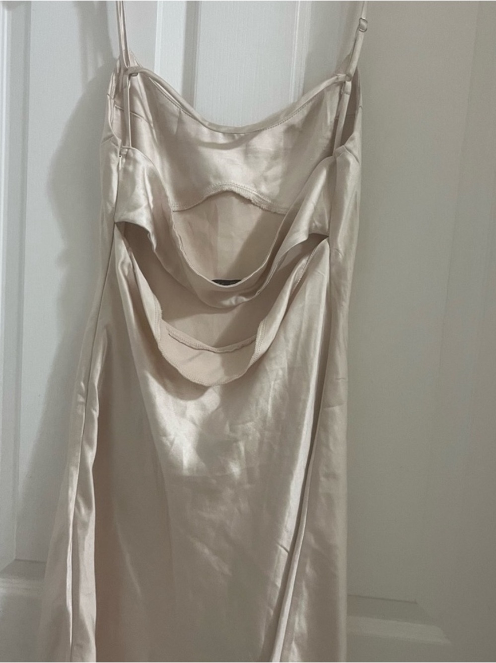 Princess Polly Satin Champagne Dress - Picture 3 of 5